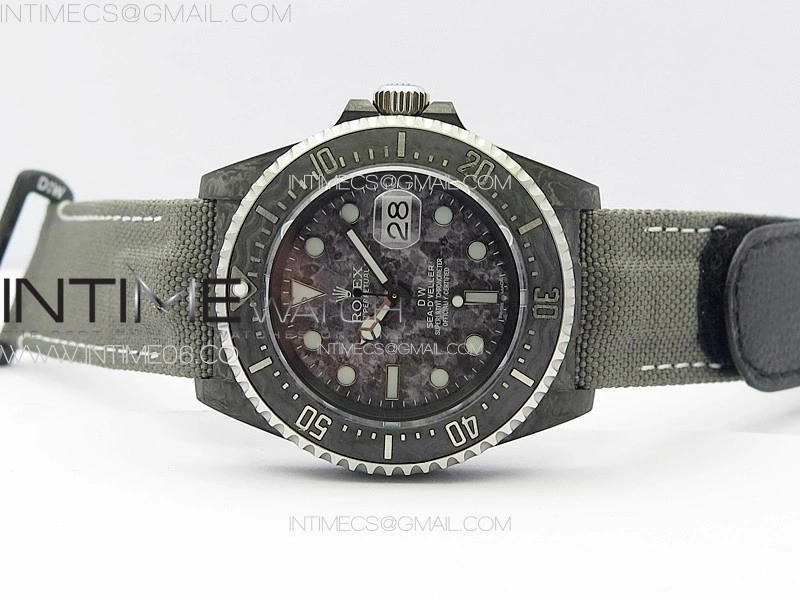Sea Dweller 43mm Carbon 'IRBIS' DIWF Best Edition Carbon Dial on Gray Nylon Strap A2824