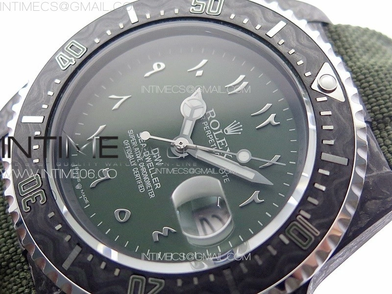 Sea Dweller 43mm Carbon 'IRBIS' DIWF Best Edition Green Dial on Green Nylon Strap A2824