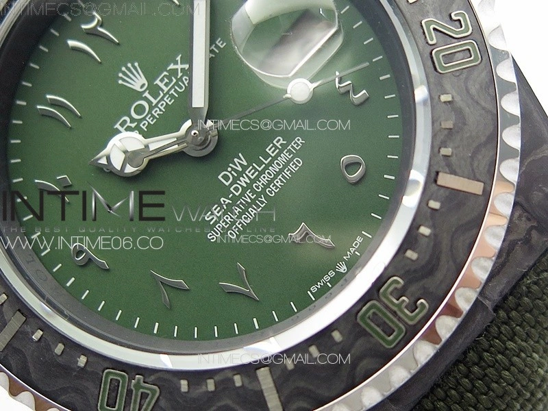 Sea Dweller 43mm Carbon 'IRBIS' DIWF Best Edition Green Dial on Green Nylon Strap A2824