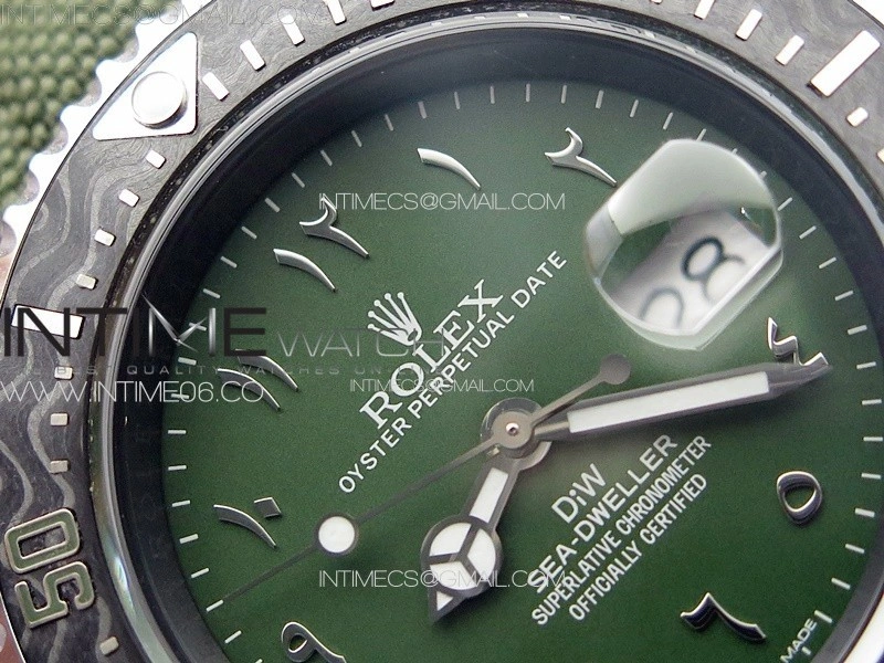 Sea Dweller 43mm Carbon 'IRBIS' DIWF Best Edition Green Dial on Green Nylon Strap A2824