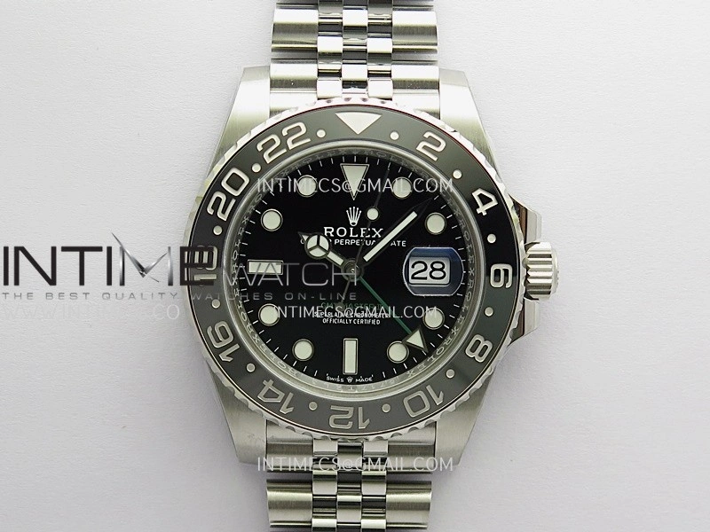 GMT-Master II 126710 GRNR Black Gray 904L SS Gold Factory 1:1 Best Edition Black Dial On Jubilee Bracelet SH3285 CHS
