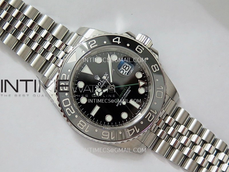 GMT-Master II 126710 GRNR Black Gray 904L SS Gold Factory 1:1 Best Edition Black Dial On Jubilee Bracelet SH3285 CHS