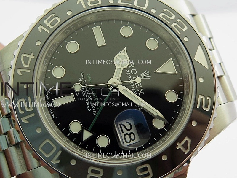 GMT-Master II 126710 GRNR Black Gray 904L SS Gold Factory 1:1 Best Edition Black Dial On Jubilee Bracelet SH3285 CHS