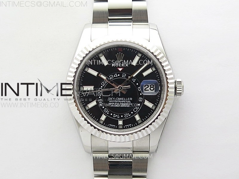 Sky-Dweller 326934 904L SS ZF 1:1 Best Edition Black Dial on SS Bracelet Asian 2824