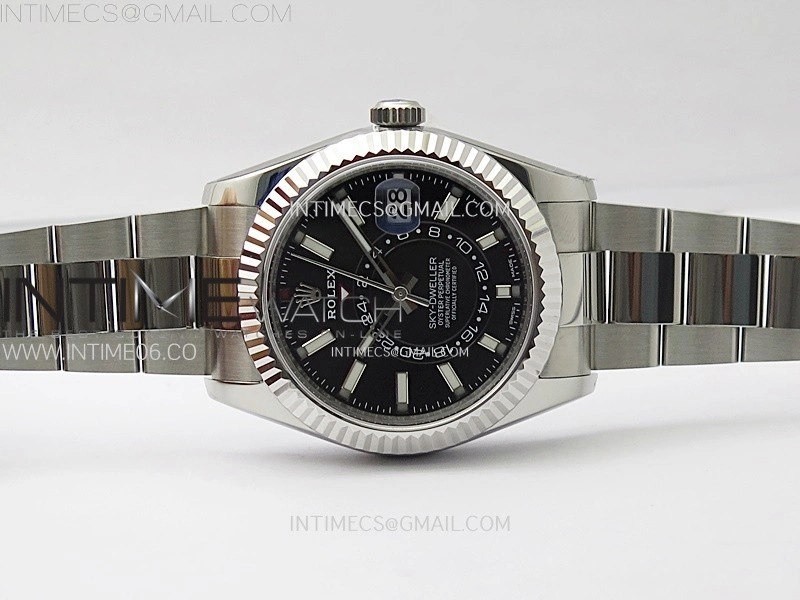 Sky-Dweller 326934 904L SS ZF 1:1 Best Edition Black Dial on SS Bracelet Asian 2824