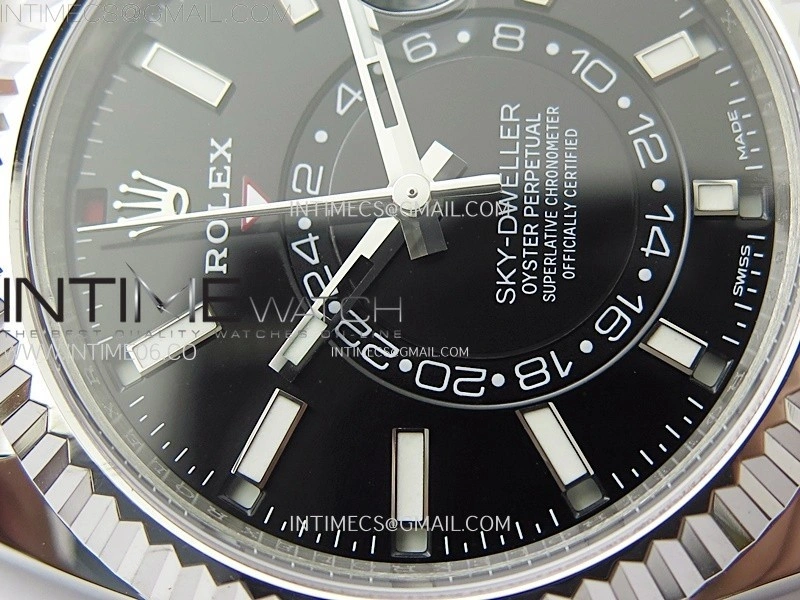 Sky-Dweller 326934 904L SS ZF 1:1 Best Edition Black Dial on SS Bracelet Asian 2824