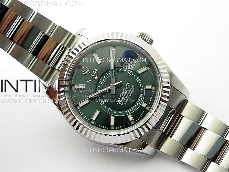 Sky-Dweller 326934 904L SS ZF 1:1 Best Edition Green Dial on SS Bracelet Asian 2824