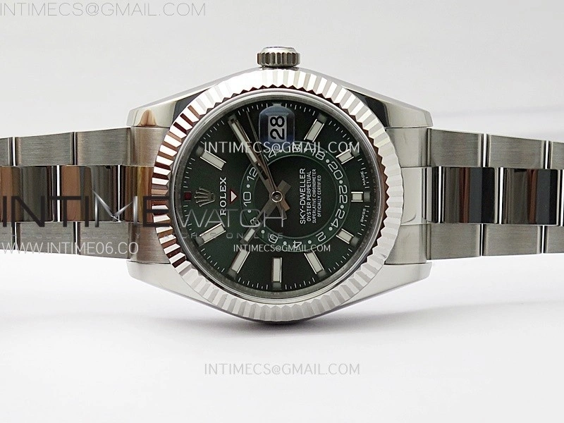 Sky-Dweller 326934 904L SS ZF 1:1 Best Edition Green Dial on SS Bracelet Asian 2824