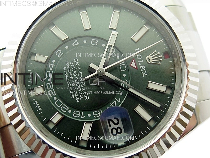 Sky-Dweller 326934 904L SS ZF 1:1 Best Edition Green Dial on SS Bracelet Asian 2824