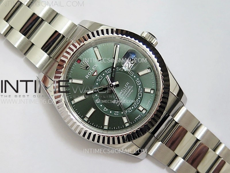 Sky-Dweller 326934 904L SS ZF 1:1 Best Edition Green Dial on SS Bracelet Asian 2824