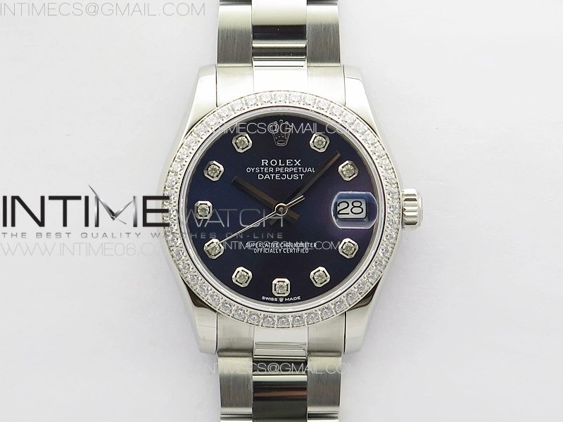 DateJust 31mm 178271 SS Crystal Bezel APSF Best Edition Blue Dial Crystal Markers on Oyster Bracelet A2824