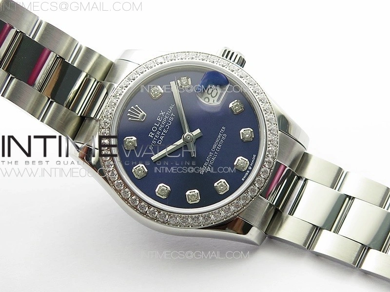 DateJust 31mm 178271 SS Crystal Bezel APSF Best Edition Blue Dial Crystal Markers on Oyster Bracelet A2824