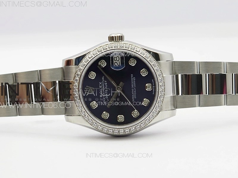 DateJust 31mm 178271 SS Crystal Bezel APSF Best Edition Blue Dial Crystal Markers on Oyster Bracelet A2824