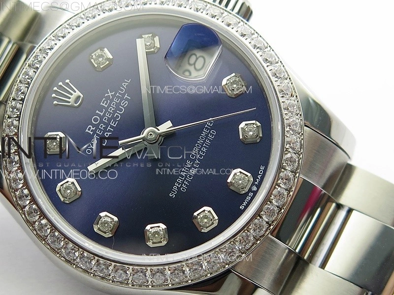 DateJust 31mm 178271 SS Crystal Bezel APSF Best Edition Blue Dial Crystal Markers on Oyster Bracelet A2824
