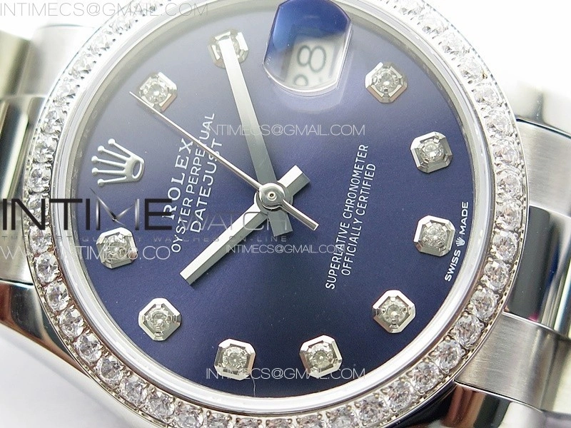 DateJust 31mm 178271 SS Crystal Bezel APSF Best Edition Blue Dial Crystal Markers on Oyster Bracelet A2824