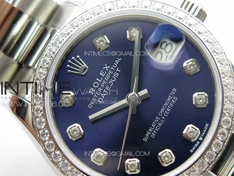 DateJust 31mm 178271 SS Crystal Bezel APSF Best Edition Blue Dial Crystal Markers on Oyster Bracelet A2824