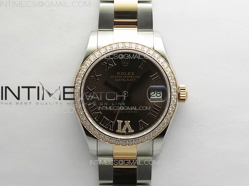 DateJust 31mm 72610 SS Crystals Bezel APSF Best Edition Green Dial Roman Markers on Oyster Bracelet A2824
