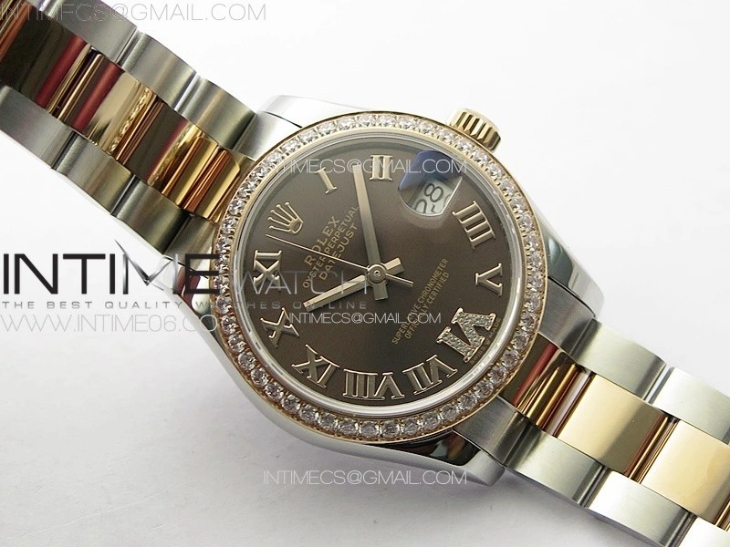 DateJust 31mm 72610 SS Crystals Bezel APSF Best Edition Green Dial Roman Markers on Oyster Bracelet A2824