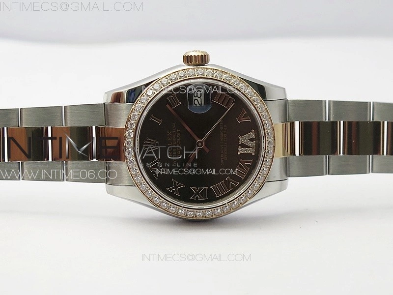 DateJust 31mm 72610 SS Crystals Bezel APSF Best Edition Green Dial Roman Markers on Oyster Bracelet A2824