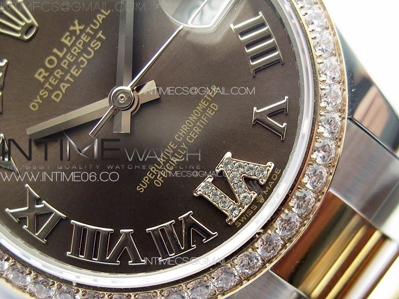 DateJust 31mm 72610 SS Crystals Bezel APSF Best Edition Green Dial Roman Markers on Oyster Bracelet A2824
