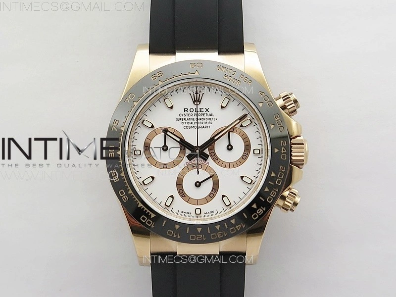 Daytona 116515 RG BTF 1:1 Best Edition White Dial on Oysterflex Rubber Strap SA4130