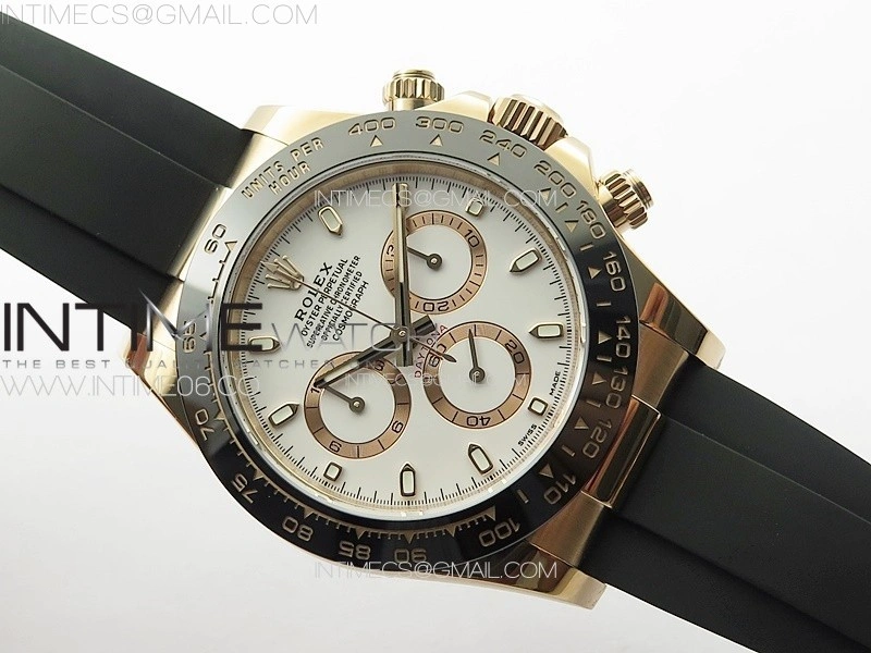 Daytona 116515 RG BTF 1:1 Best Edition White Dial on Oysterflex Rubber Strap SA4130