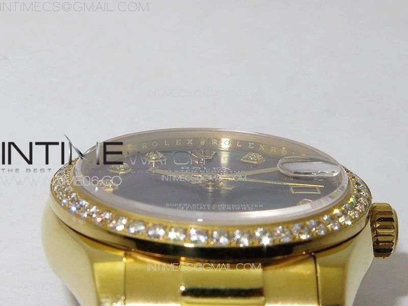 DateJust 31mm YG Crystals Bezel APSF Best Edition Blue MOP Dial Crystals Markers on President Bracelet A2824