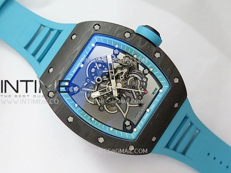 RM055 Blue Inner Bezel Blue Crown NTPT ZF 1:1 Best Edition On Blue Rubber Strap RMUL2 Super Clone V2