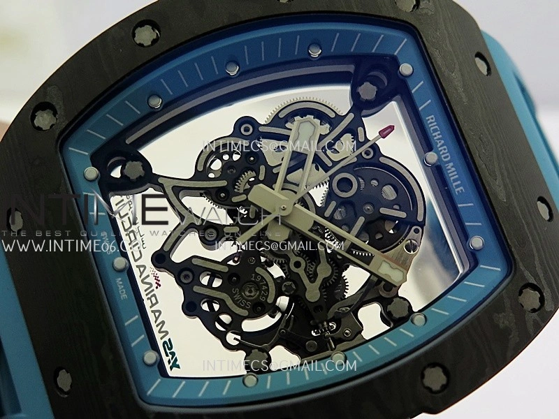 RM055 Blue Inner Bezel Blue Crown NTPT ZF 1:1 Best Edition On Blue Rubber Strap RMUL2 Super Clone V2