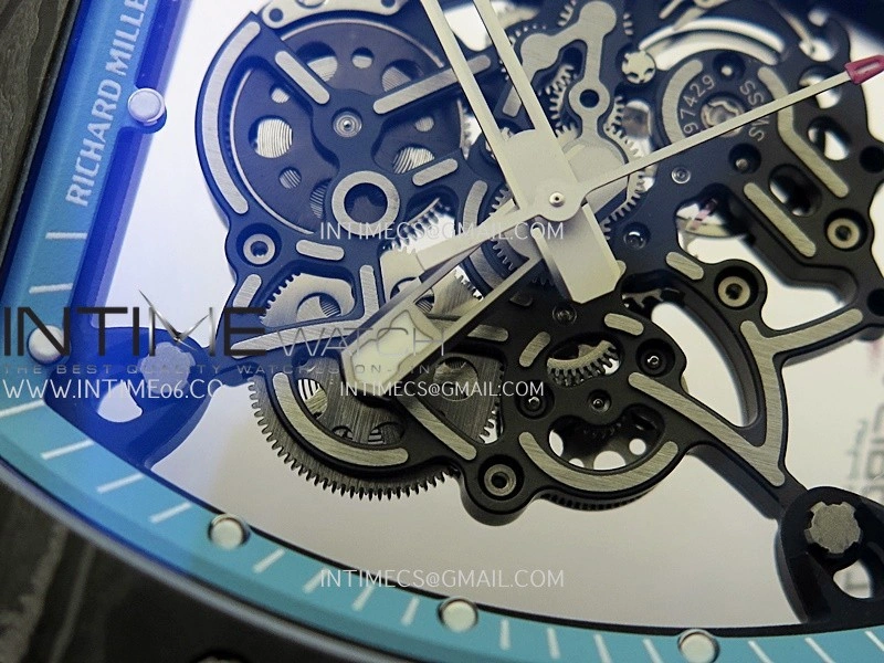 RM055 Blue Inner Bezel Blue Crown NTPT ZF 1:1 Best Edition On Blue Rubber Strap RMUL2 Super Clone V2