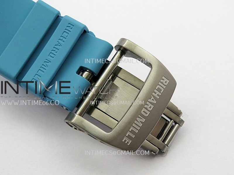 RM055 Blue Inner Bezel Blue Crown NTPT ZF 1:1 Best Edition On Blue Rubber Strap RMUL2 Super Clone V2