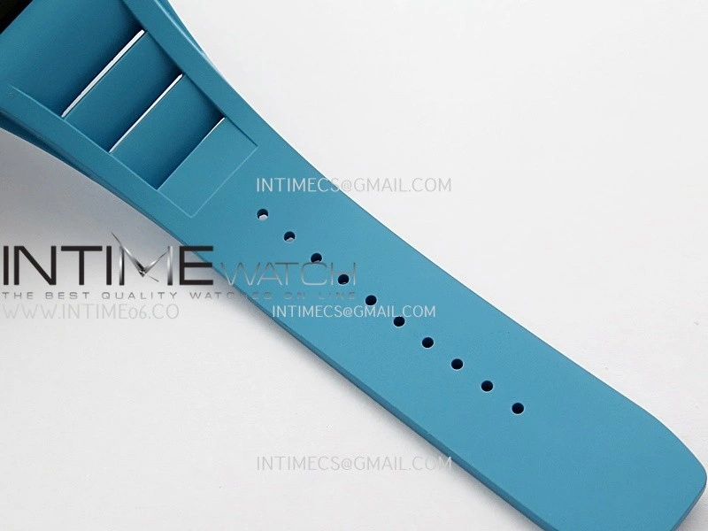 RM055 Blue Inner Bezel Blue Crown NTPT ZF 1:1 Best Edition On Blue Rubber Strap RMUL2 Super Clone V2