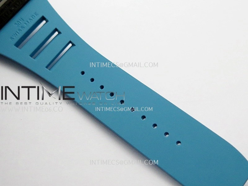 RM055 Blue Inner Bezel Blue Crown NTPT ZF 1:1 Best Edition On Blue Rubber Strap RMUL2 Super Clone V2