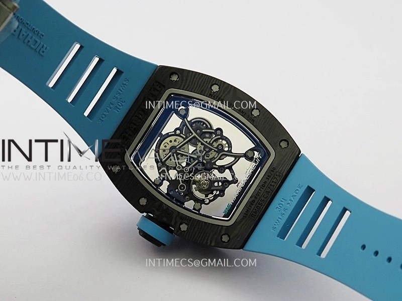 RM055 Blue Inner Bezel Blue Crown NTPT ZF 1:1 Best Edition On Blue Rubber Strap RMUL2 Super Clone V2