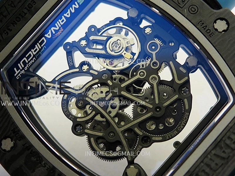 RM055 Blue Inner Bezel Blue Crown NTPT ZF 1:1 Best Edition On Blue Rubber Strap RMUL2 Super Clone V2
