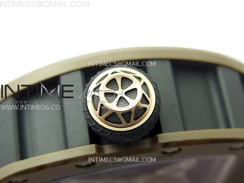 RM052-05 Brown Ceramic Bezel Carbon Case YSF Best Edition Skeleton Dial on Orange Rubber Strap Tourbillon
