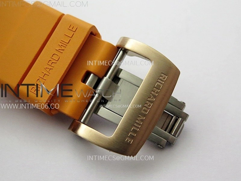 RM052-05 Brown Ceramic Bezel Carbon Case YSF Best Edition Skeleton Dial on Orange Rubber Strap Tourbillon