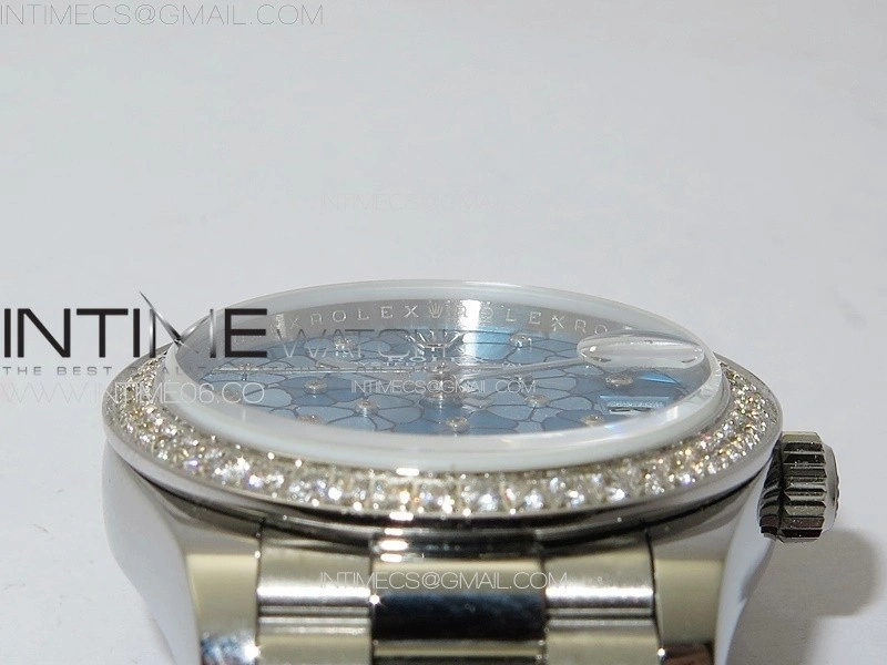 DateJust 31mm 278274 904L SS Crystals Bezel GMF Best Edition Blue Flowers Crystals Dial on 904L President Bracelet A2824