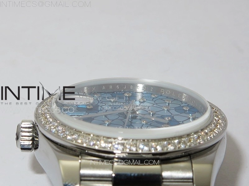 DateJust 31mm 278274 904L SS Crystals Bezel GMF Best Edition Blue Flowers Crystals Dial on 904L President Bracelet A2824