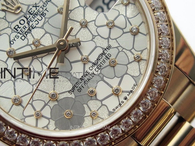 DateJust 31mm 278274 RG Crystals Bezel GMF Best Edition Silver Flowers Crystals Dial on RG President Bracelet A2824