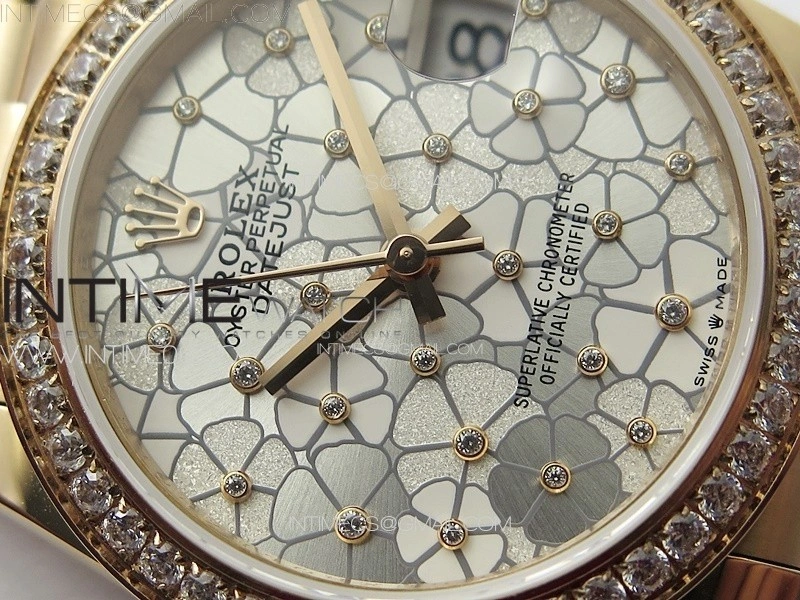 DateJust 31mm 278274 RG Crystals Bezel GMF Best Edition Silver Flowers Crystals Dial on RG President Bracelet A2824