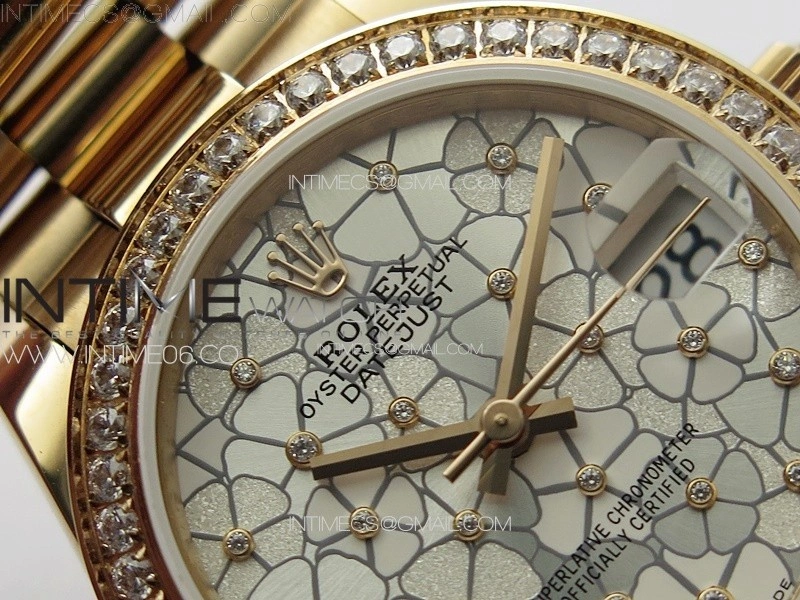 DateJust 31mm 278274 RG Crystals Bezel GMF Best Edition Silver Flowers Crystals Dial on RG President Bracelet A2824