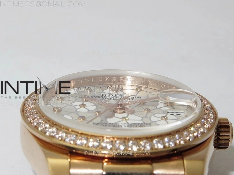 DateJust 31mm 278274 RG Crystals Bezel GMF Best Edition Silver Flowers Crystals Dial on RG President Bracelet A2824