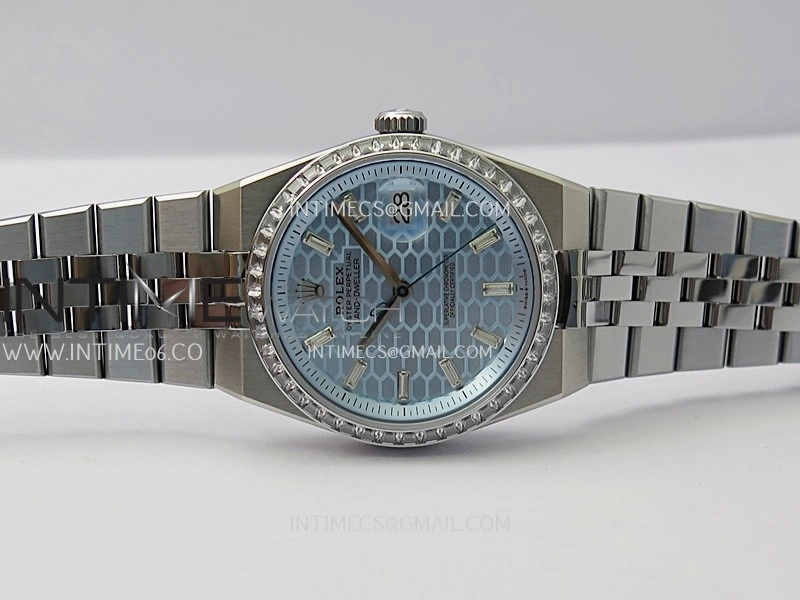Land Dweller 127286 Diamond Bezel Gain Weight SS B Factory Ice Blue Dial T Diamond Marker On SS Bracelet A7135