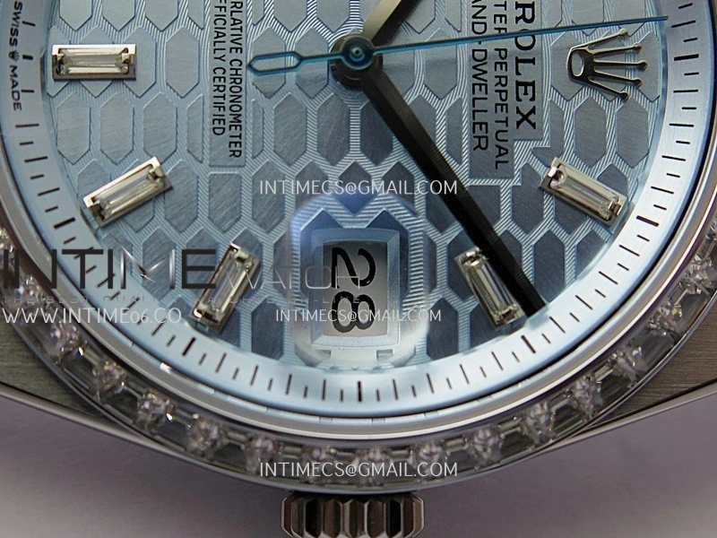 Land Dweller 127286 Diamond Bezel Gain Weight SS B Factory Ice Blue Dial T Diamond Marker On SS Bracelet A7135