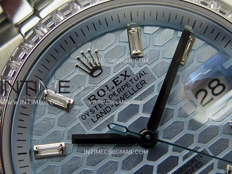 Land Dweller 127286 Diamond Bezel Gain Weight SS B Factory Ice Blue Dial T Diamond Marker On SS Bracelet A7135