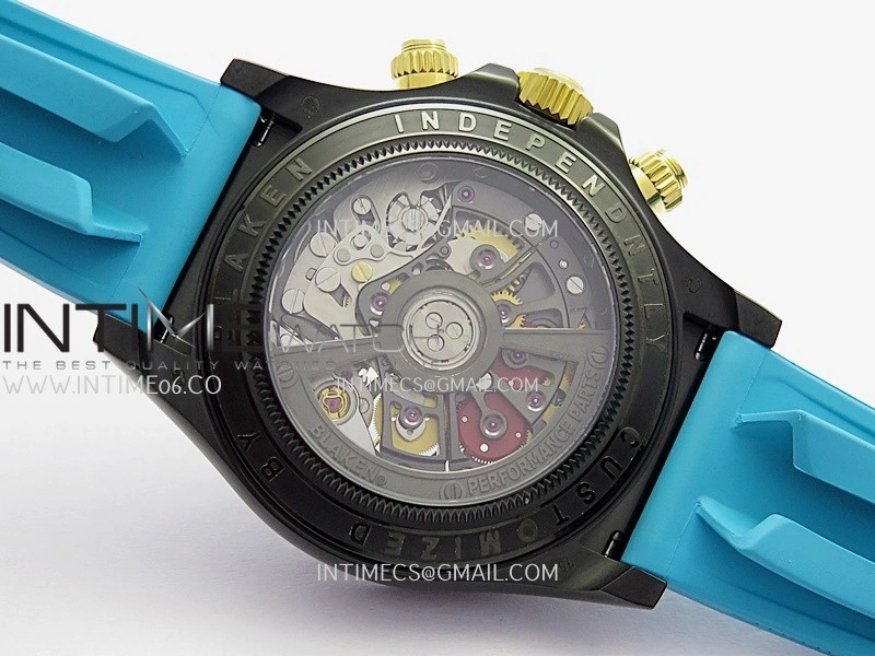 Daytona Blaken Carbon Bezel PVD Sonic Best Edition Skeleton Dial On Blue Rubber Strap Super Clone SA4130