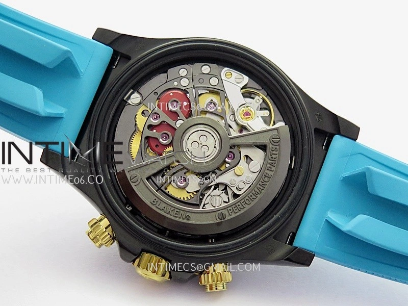 Daytona Blaken Carbon Bezel PVD Sonic Best Edition Skeleton Dial On Blue Rubber Strap Super Clone SA4130
