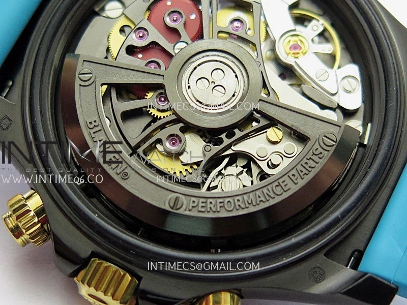 Daytona Blaken Carbon Bezel PVD Sonic Best Edition Skeleton Dial On Blue Rubber Strap Super Clone SA4130