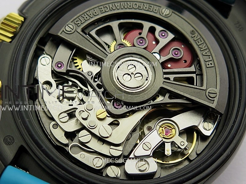 Daytona Blaken Carbon Bezel PVD Sonic Best Edition Skeleton Dial On Blue Rubber Strap Super Clone SA4130